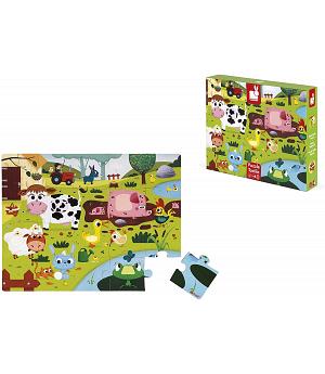 JANOD J02772 - Puzzle táctil, Animales de la Granja, 20 piezas
