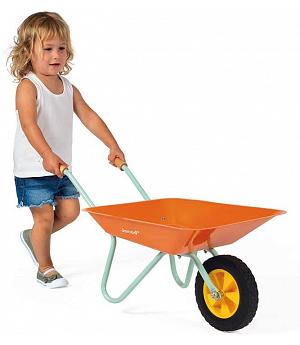 Janod J03194 - Carretilla De Metal Happy Garden, Color Naranja