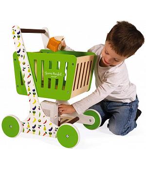 Janod J06579 - Carrito DE LA Compra Madera Green Market CON 7 Accesorios