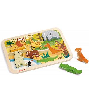 Janod J07022 - Chunky Puzzle de madera, Zoo