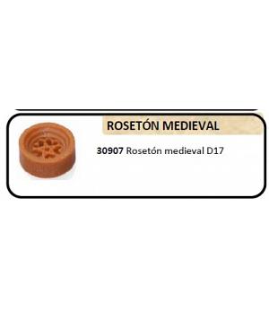 Keranova 30907. Rosetón medieval pequeño, en miniatura de cerámica para maquetas. Bolsa 4 rosetones