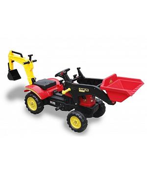 Tractor de Pedales Branson con Excavadora,Color Rojo - LE5231