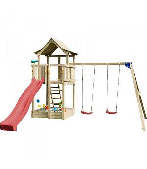 PARQUE INFANTIL TORRE PAGODA DE MADERA Y COLUMPIO DOBLE -  BR811601