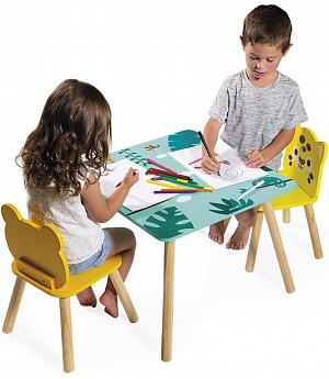 MESA Y DOS SILLAS INFANTILES DE MADERA - JANOD TROPIK J08273