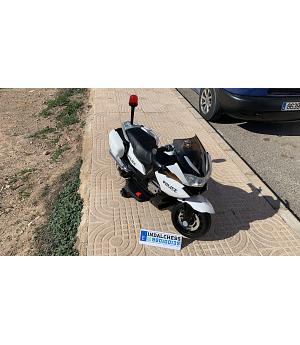 MOTO ELECTRICA POLICIA 12V NIÑOS BLANCA, GAS EN EL PUÑO   INDA501-LE6443-YSA021A