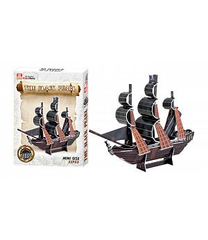 Puzzle 3d barco pirata Barbanegra. 24 piezas de poliestireno. Ref Barlín 129043