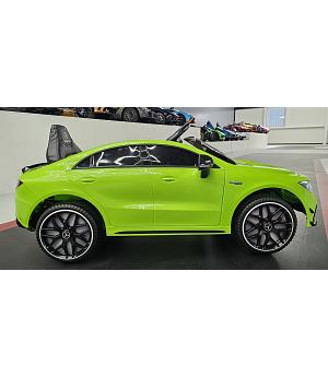 Coche eléctrico 12v para niños, Mercedes CLA45S AMG, VERDE, 2 MOTORES, RC INDA994-KI4