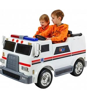 COCHE AMBULANCIA 24V, 2 PLAZAS, BLANCO, RC PARENTAL - INDA1054-AT