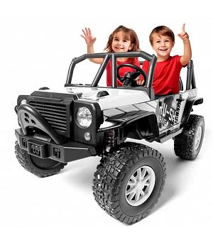 COCHE ESTILO TODOTERRENO  I-Rally 2 plazas. 2 MOTORES 24V, RC, BLANCO  - INDA680-AT