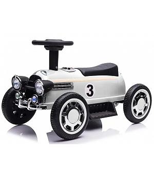 COCHE CARRERAS RETRO 6V, NIÑOS 1-4 AÑOS, BLANCO - INDA664-AT