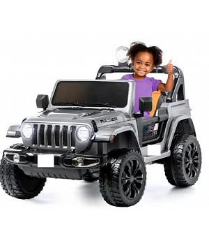 Coche eléctrico niños 12V Todoterreno, Mando a Distancia, 4 Motores, Ruedas Goma, GRIS  INDA576-AT