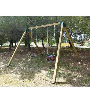 Columpio doble de madera MASGAMES Vega-Mixto, uso público - 12-MA500105
