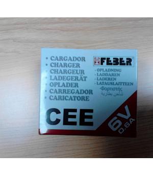 CARGADOR FEBER 6V Y 0.6A, SIRVE PARA PLANET, QUAD 82, QUAD FLASH, Y TRIMOTO FASTER. REF FEBER 3112