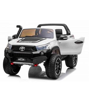 Toyota HiLux, 2 plazas, BLANCO, cuero, RC 2.4ghz, DOS MOTORES 12V, RUEDAS DE PLASTICO-   LI-HL850wt