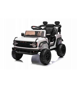 Coche eléctrico 12v Ford Bronco, 1 plaza, blanco, batería litio, RC, Asiento y ruedas plástico INDA1125-BN