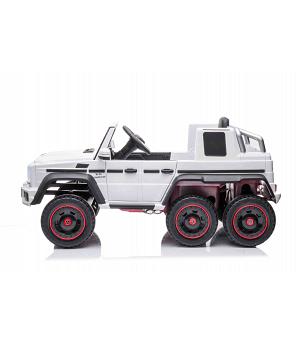 Coche eléctrico niños 12v g63 , 6 ruedas, RC, 1-5 años, blanco, asiento plástico, ruedas plástico   INDA689-BN
