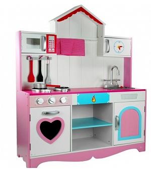 COCINITA INFANTIL DE MADERA ROSA Y BLANCA - LE3789