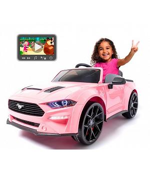 Coche eléctrico 24v Drift, Mustang rosa-pink con MP4, 1plaza, rc parental INDA409-AT-MUSDRIFT