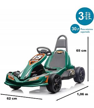 Go Kart eléctrico de 24 V para niños, kart de deriva de 7.5 MPH con motor  de 300 W, modo de deriva/deporte, ajuste de longitud (azul)