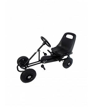 Kart a pedales infantil, para niños de 3 a 6 años, con volante y asiento regulable altura, KARTPOLONEGRO