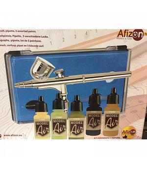 KIT AEROGRAFO Y PINTURA MILITAR. AFIZON 1600008