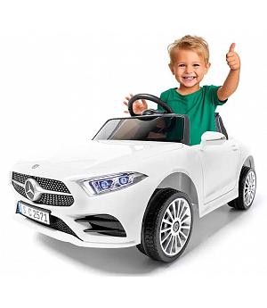 Coche eléctrico para niños Mercedes CLS350 12v, asiento polipiel, ruedas goma, rc, blanco - INDA1192-AT