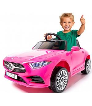 Coche eléctrico para niños Mercedes CLS350 12v, asiento polipiel, ruedas goma, rc, rosa - INDA1193-AT