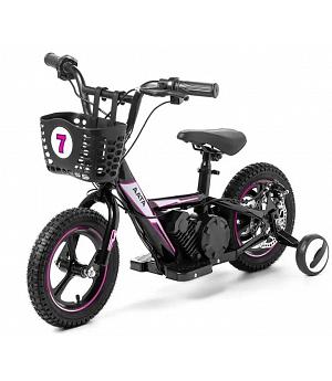 BICICLETA ELECTRICA 12" - 24V, CON RUEDINES Y CESTA, ROSA - 2-7 AÑOS - INDA696-AT