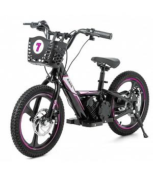 BICICLETA ELECTRICA 16" y 24V CON RUEDINES Y CESTA, ROSA - 3-9 AÑOS - INDA699-AT