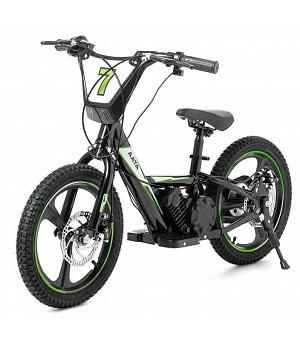 BICICLETA ELECTRICA 16" y 24V CON RUEDINES Y CESTA, VERDE - 3-9 AÑOS - INDA697-AT