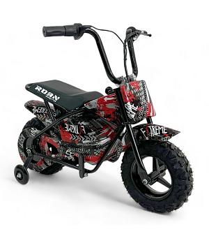 VENTA MINIMOTO INFANTIL 250W ROAN, RUEDINES Y LIMITADOR VELOCIDAD, ROJA ESTAMPADA -  INDA928-RO-1925__EST