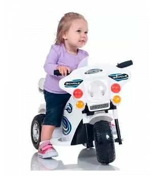 Moto eléctrica infantil de Policía  AT-Peggy 6v, blanca, 1-3 AÑOS-  INDA703-AT