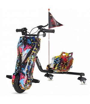 TRICICLO CRAZY DRIFT BIKES 36V Y 250W, pantalla LCD, NEGRO-COLORIDO - Drift-BLACK